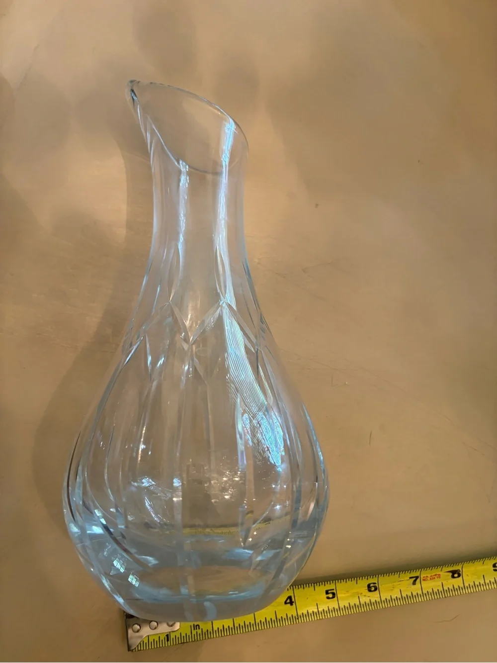 Clear Glass Carafe with Diamond-Cut Accent